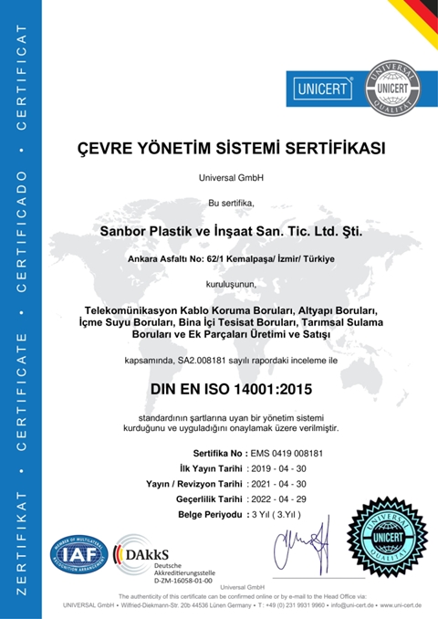 ISO 14001 Sertifikası