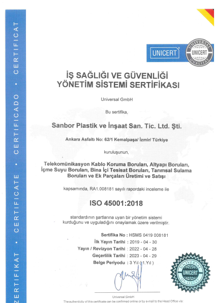 ISO 18001 Sertifikası