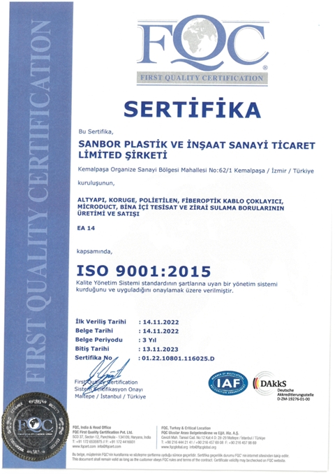 ISO 9001 Sertifikası
